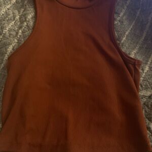 Rust Orange Ribbed Tank Top